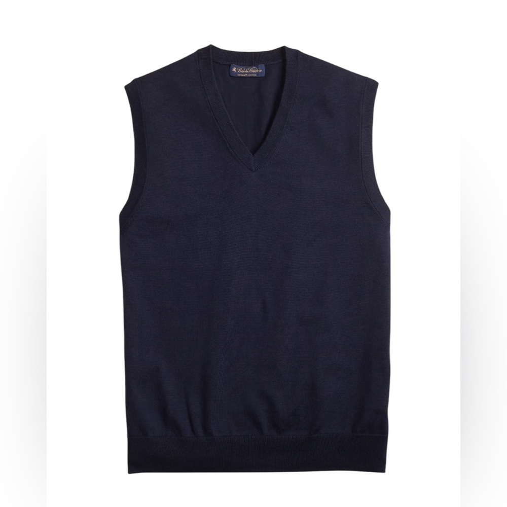 Brooks Brothers Supima Cotton Navy Knit Sweater Vest Size XL